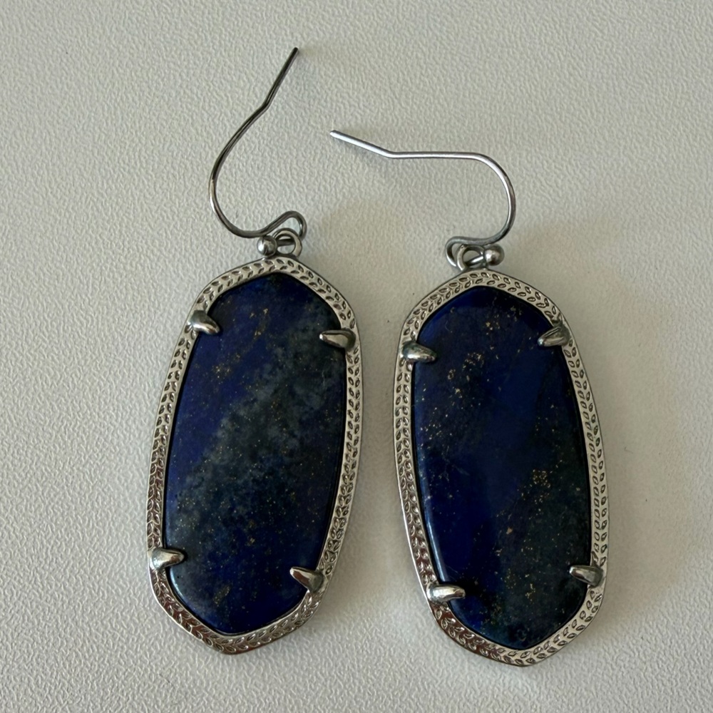 Kendra Scott Silver and Deep Blue Earrings